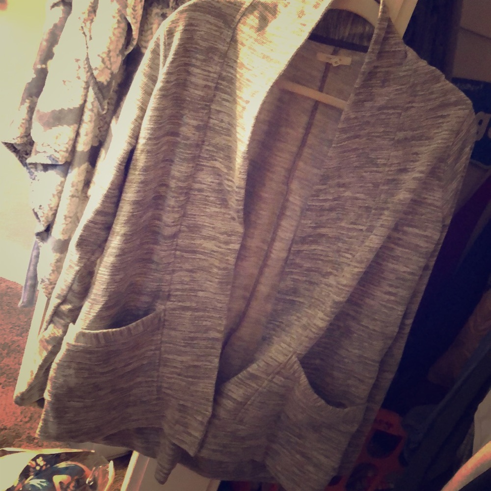 Heather gray sweater.